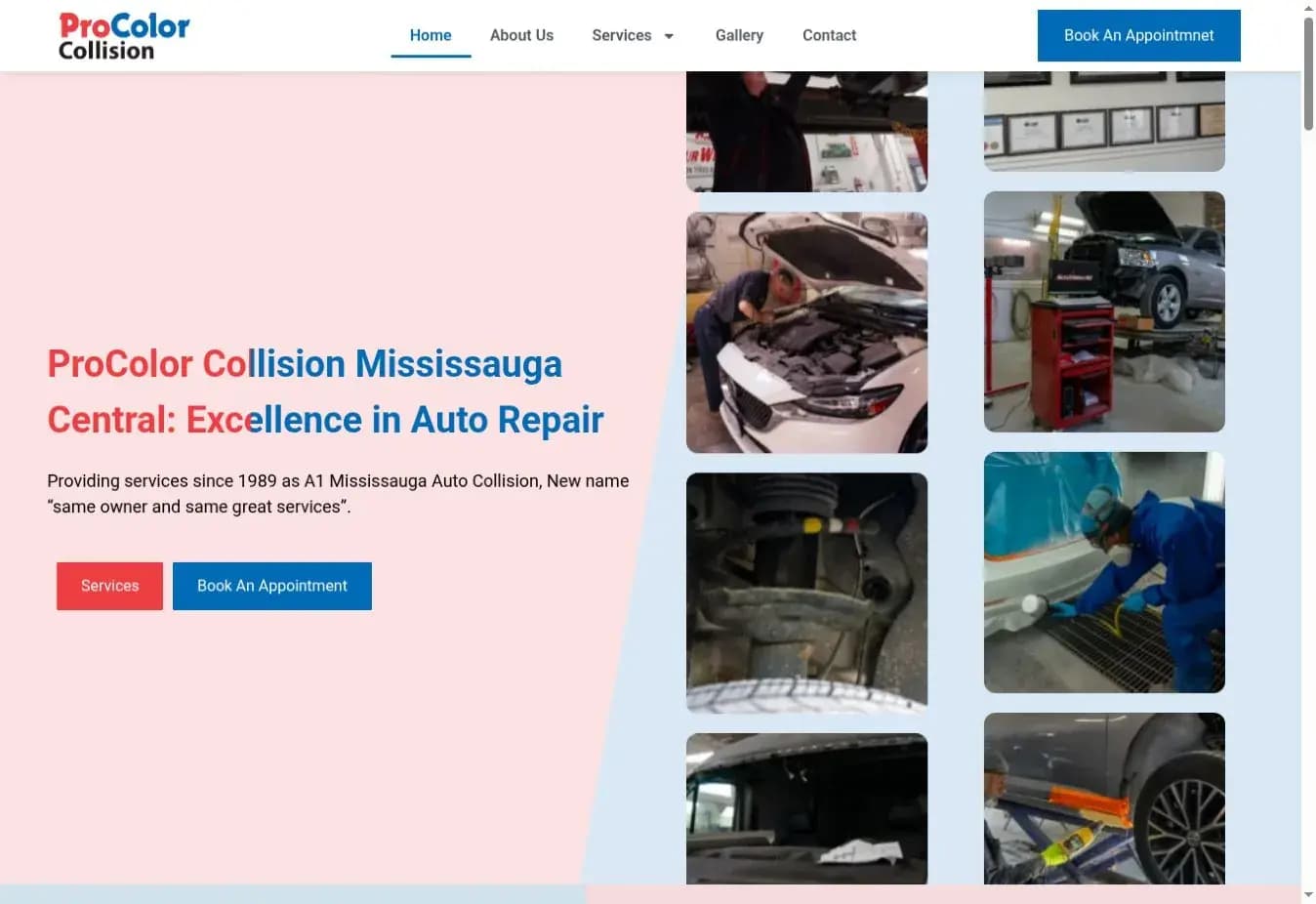 Screenshot of the A1 Mississauga Auto website