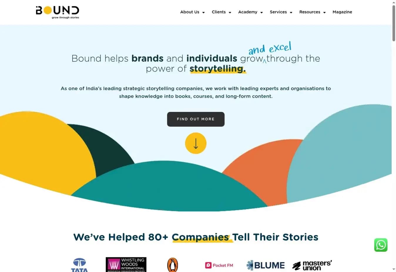 Screenshot of the Bound India website