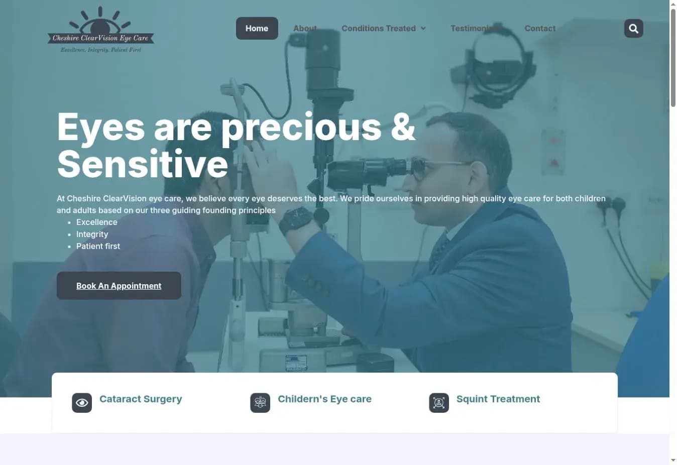 Screenshot of the Cheshire Clear Vision website