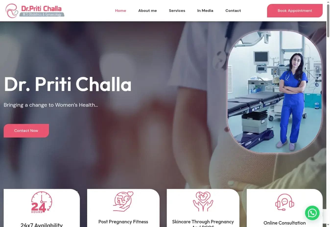 Screenshot of the Dr. Priti Challa website