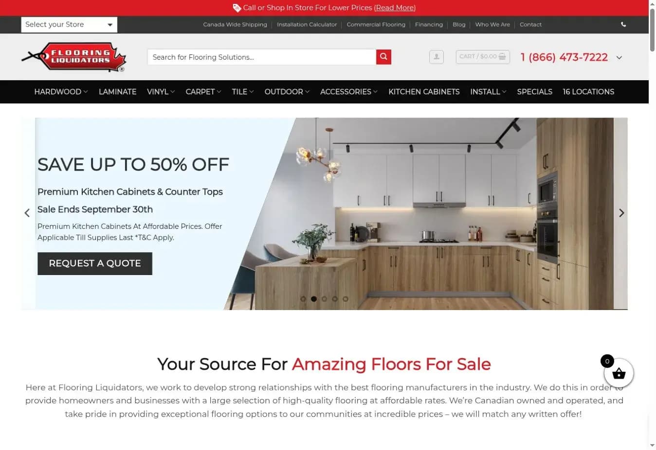 Screenshot of the Flooring Liquidators website