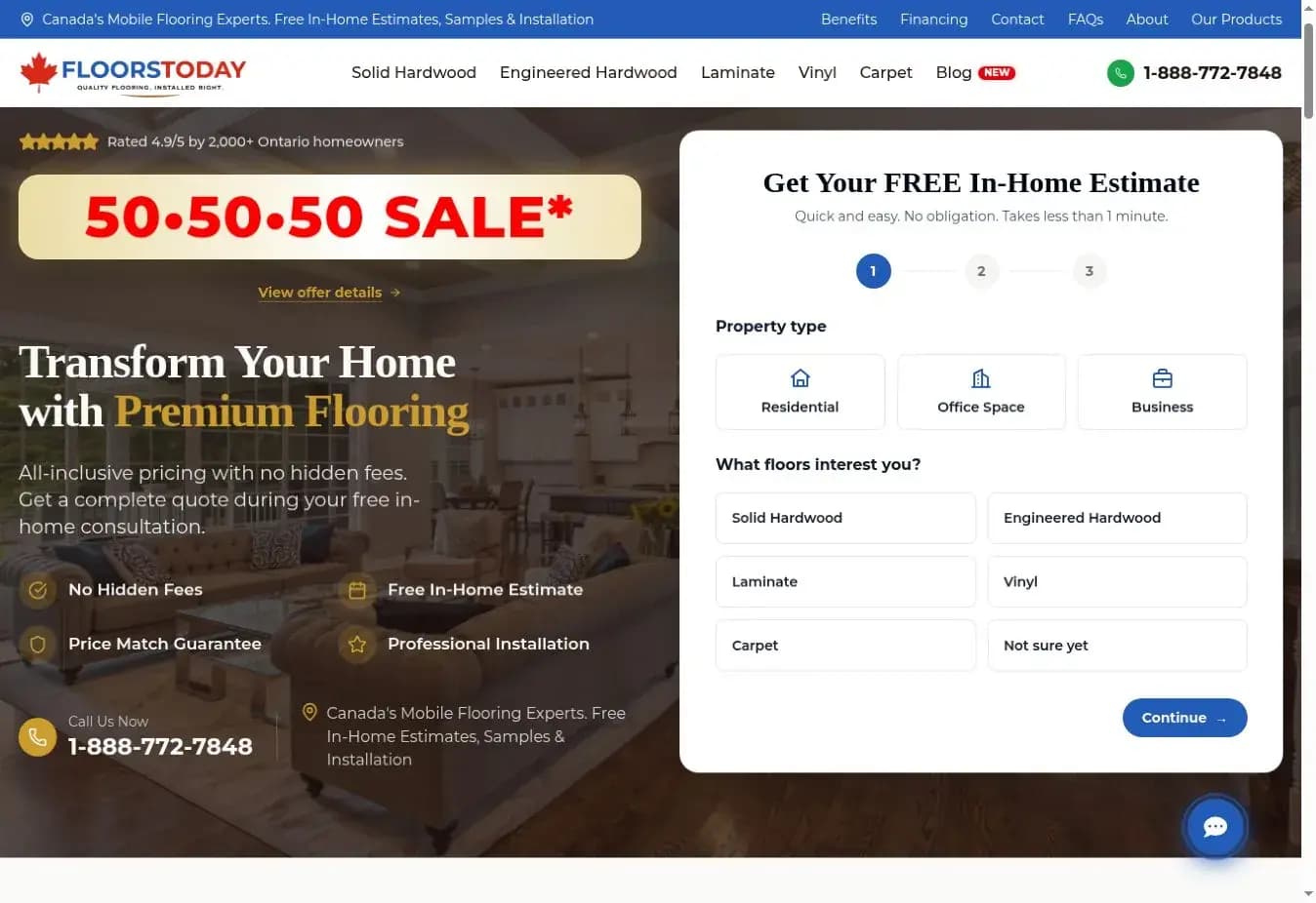 Screenshot of the Floors Today website
