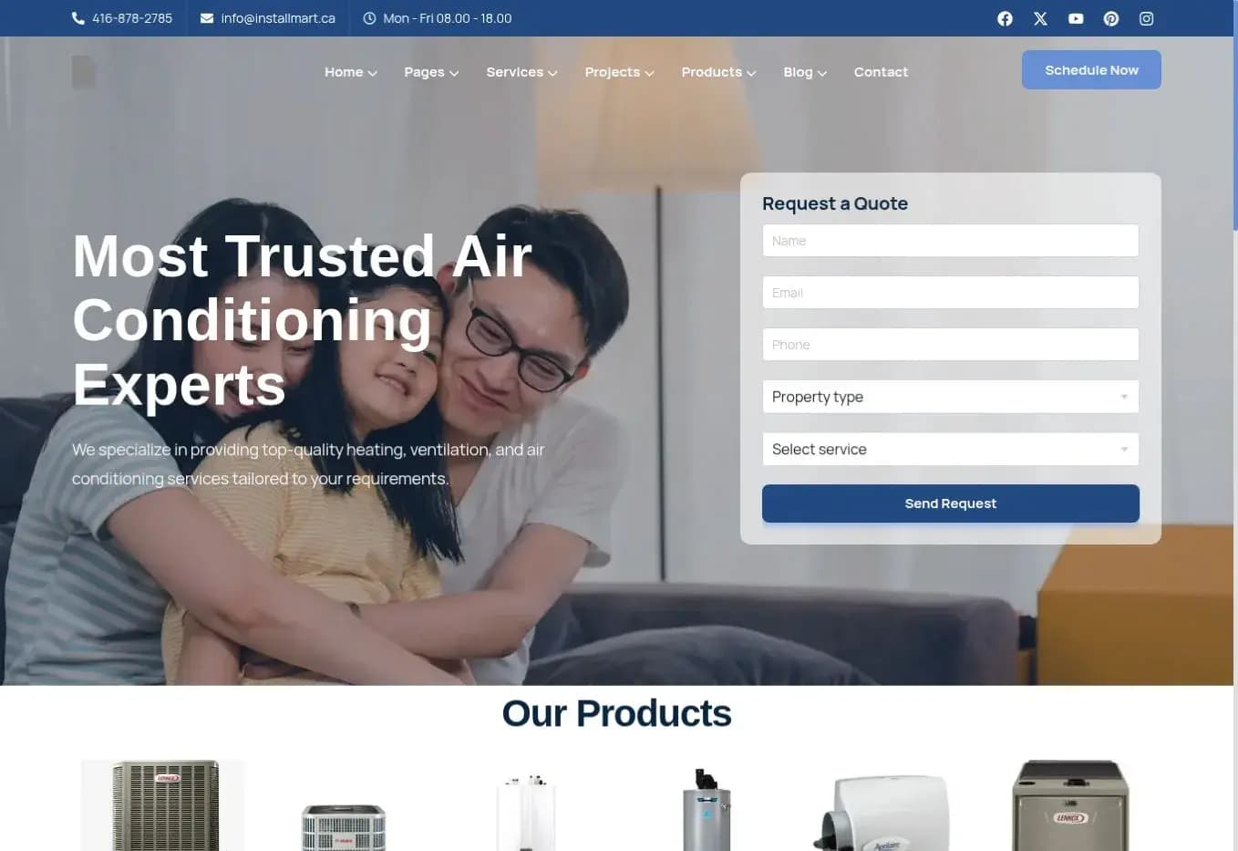 Screenshot of the Installmart website