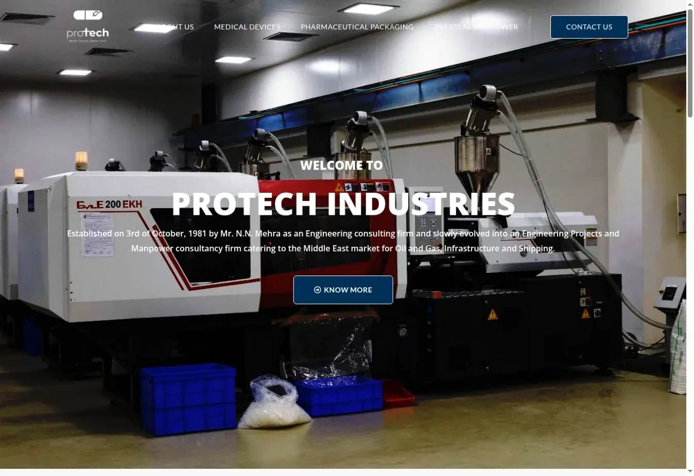 Screenshot of the Protech Industries website
