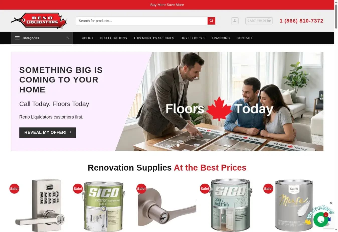 Screenshot of the Reno Liquidators website