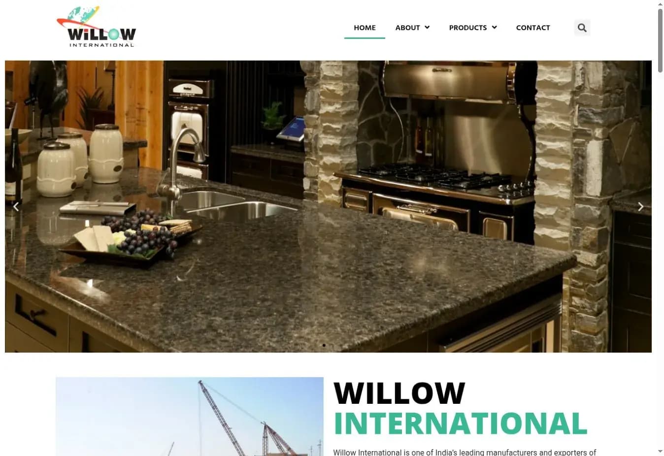 Screenshot of the Willow International website